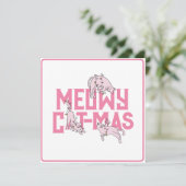 Schattigee Cat Christmas Light Pink Holiday Kaart (Staand voorkant)