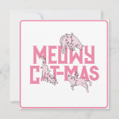 Schattigee Cat Christmas Light Pink Holiday Kaart (Voorkant)