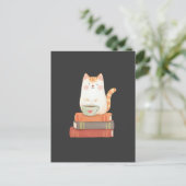 Schattigee Cat & Coffee Mok voor boekenliefhebbers Briefkaart (Staand voorkant)