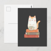 Schattigee Cat & Coffee Mok voor boekenliefhebbers Briefkaart (Voorkant / Achterkant)