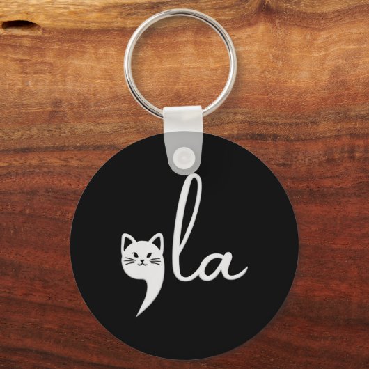 Schattigee Cat Comma-la Kamala Harris President 20 Sleutelhanger (Voorkant)