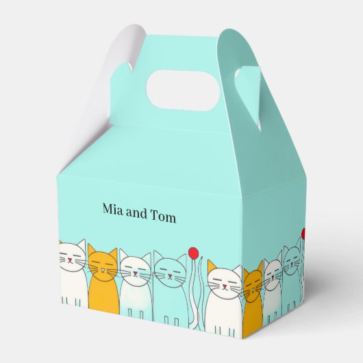 Schattigee Cat Couple Party Favoriet Box – Custom  Bedankdoosjes (Achterkant)