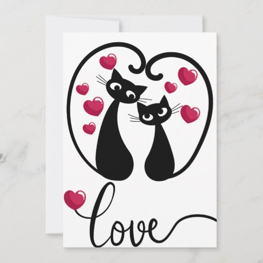 Schattigee Cat Couple Valentijnsdag Uitnodiging (Voorkant)