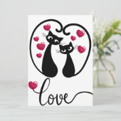 Schattigee Cat Couple Valentijnsdag Uitnodiging (Staand voorkant)