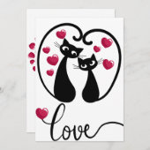 Schattigee Cat Couple Valentijnsdag Uitnodiging (Voorkant / Achterkant)