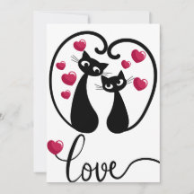 Schattigee Cat Couple Valentijnsdag Uitnodiging