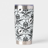 Schattigee Cat Damask gepersonaliseerde polka stip Geïsoleerde Drinkbeker (Achterkant)