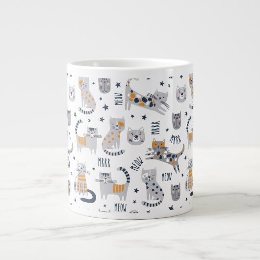 Schattigee Cat Design Mok, Cat Theme Coffee Mok, Grote Koffiekop (Voorkant)