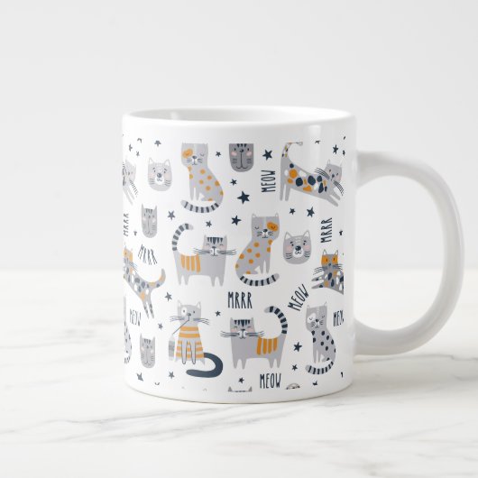 Schattigee Cat Design Mok, Cat Theme Coffee Mok, Grote Koffiekop (Rechts)