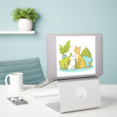 Schattigee Cat Design Sticker (Laptop op bureau)