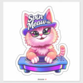 Schattigee Cat DJ Spin Meow-sic Sticker (Vel)