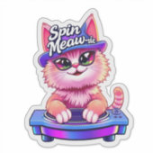 Schattigee Cat DJ Spin Meow-sic Sticker (Voorkant)