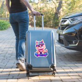 Schattigee Cat DJ Spin Meow-sic Sticker (Koffer Insitu)