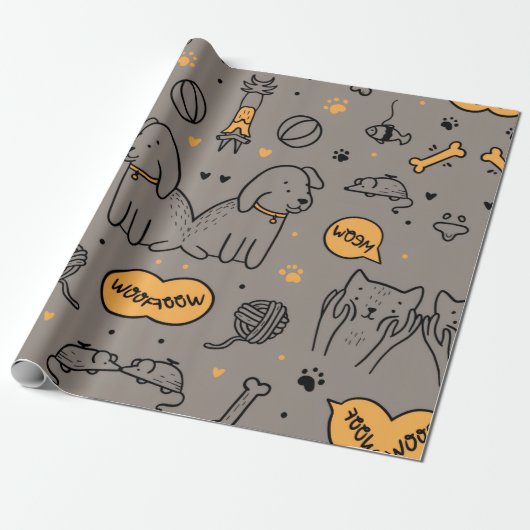 SCHATTIGEE CAT&DOG CADEAUPAPIER (Uitgerold)