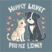 Schattigee Cat & Dog Funny Pet Love Cartoon Design Sticker (Voorkant)