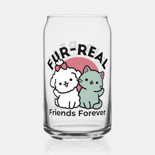 Schattigee Cat & Dog 'Fur-Real Friends Forever' On Blikvorm Glas