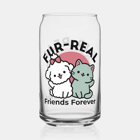 Schattigee Cat & Dog 'Fur-Real Friends Forever' On Blikvorm Glas (Achterkant)
