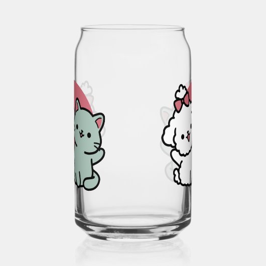 Schattigee Cat & Dog 'Fur-Real Friends Forever' On Blikvorm Glas (Rechts)