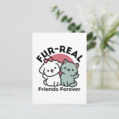 Schattigee Cat & Dog 'Fur-Real Friends Forever' On Briefkaart (Staand voorkant)