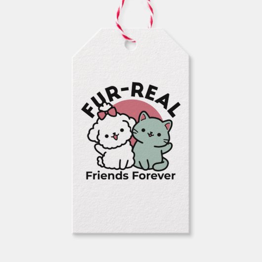 Schattigee Cat & Dog 'Fur-Real Friends Forever' On Cadeaulabel (Voorkant)