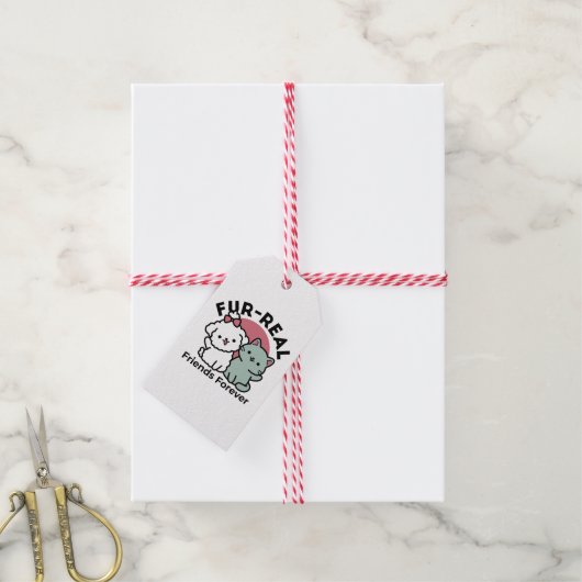 Schattigee Cat & Dog 'Fur-Real Friends Forever' On Cadeaulabel (Met Touw)