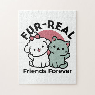 Schattigee Cat & Dog 'Fur-Real Friends Forever' On Legpuzzel