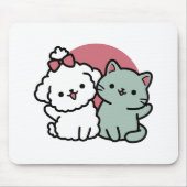 Schattigee Cat & Dog 'Fur-Real Friends Forever' On Muismat (Voorkant)