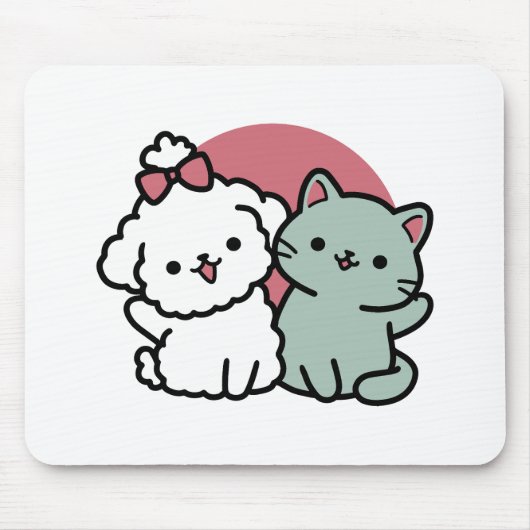 Schattigee Cat & Dog 'Fur-Real Friends Forever' On Muismat (Voorkant)