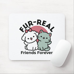 Schattigee Cat & Dog 'Fur-Real Friends Forever' On Muismat