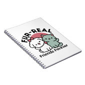 Schattigee Cat & Dog 'Fur-Real Friends Forever' On Notitieboek (Rechterzijde)