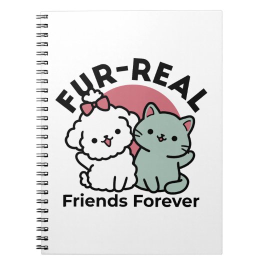 Schattigee Cat & Dog 'Fur-Real Friends Forever' On Notitieboek (Voorkant)