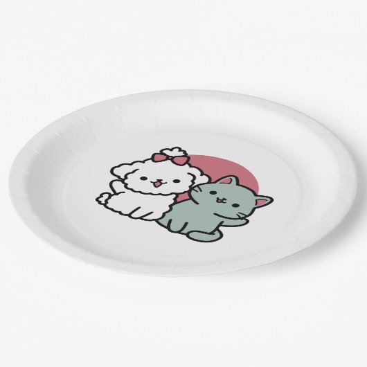 Schattigee Cat & Dog 'Fur-Real Friends Forever' On Papieren Bordje (Gekanteld)