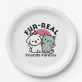 Schattigee Cat & Dog 'Fur-Real Friends Forever' On Papieren Bordje (Voorkant)