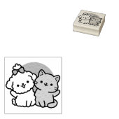Schattigee Cat & Dog 'Fur-Real Friends Forever' On Rubberstempel (Gestempeld)