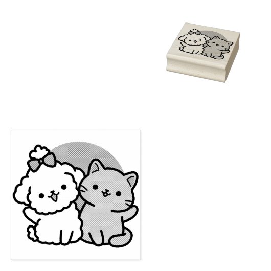 Schattigee Cat & Dog 'Fur-Real Friends Forever' On Rubberstempel (Gestempeld)