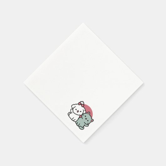 Schattigee Cat & Dog 'Fur-Real Friends Forever' On Servet (Hoek)