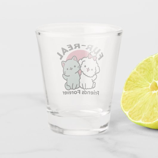 Schattigee Cat & Dog 'Fur-Real Friends Forever' On Shot Glas (Achterkant)