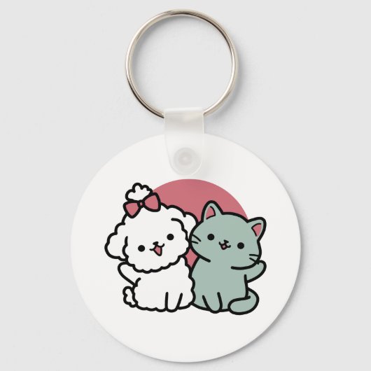 Schattigee Cat & Dog 'Fur-Real Friends Forever' On Sleutelhanger (Voorkant)