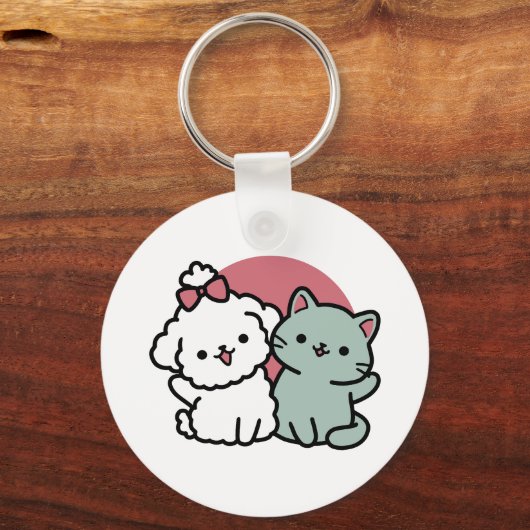 Schattigee Cat & Dog 'Fur-Real Friends Forever' On Sleutelhanger (Achterkant)