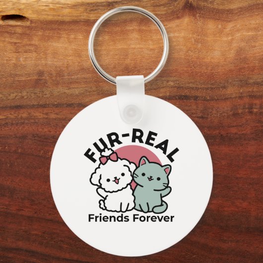 Schattigee Cat & Dog 'Fur-Real Friends Forever' On Sleutelhanger (Achterkant)