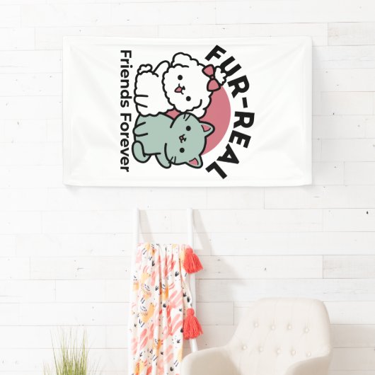 Schattigee Cat & Dog 'Fur-Real Friends Forever' On Spandoek (Insitu)