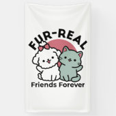 Schattigee Cat & Dog 'Fur-Real Friends Forever' On Spandoek (Verticaal)