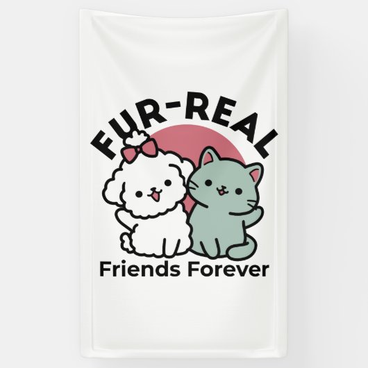 Schattigee Cat & Dog 'Fur-Real Friends Forever' On Spandoek (Verticaal)