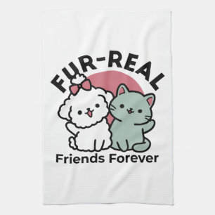 Schattigee Cat & Dog 'Fur-Real Friends Forever' On Theedoek