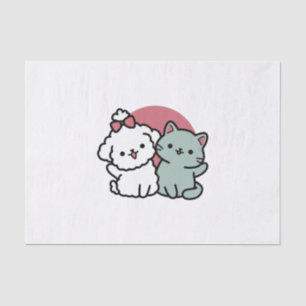 Schattigee Cat & Dog 'Fur-Real Friends Forever' On Tissuepapier