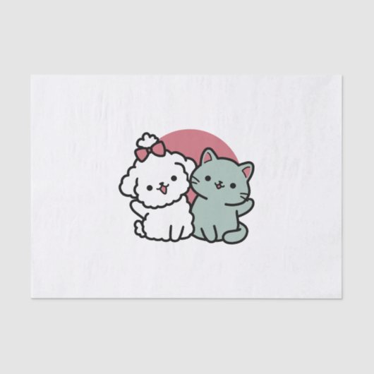 Schattigee Cat & Dog 'Fur-Real Friends Forever' On Tissuepapier (Voorkant)