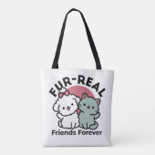 Schattigee Cat & Dog 'Fur-Real Friends Forever' On Tote Bag (Achterkant)