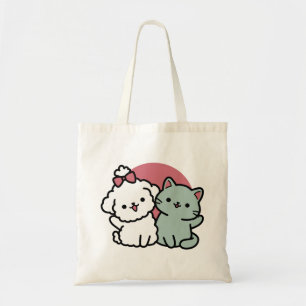 Schattigee Cat & Dog 'Fur-Real Friends Forever' On Tote Bag