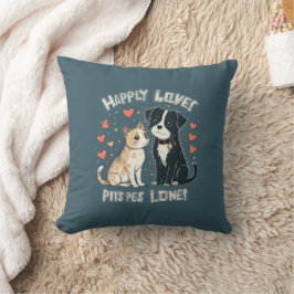 Schattigee Cat & Dog Love Funny Cartoon Kussen voo