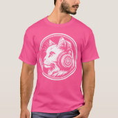 Schattigee Cat Dragen Hoofdtelefoon T-shirt (Voorkant)
